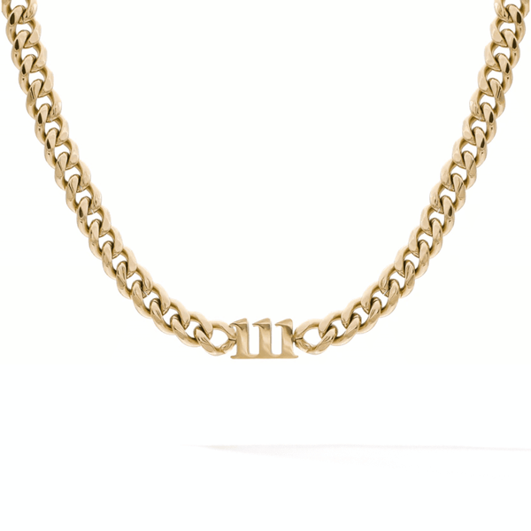 woman wearing angel number choker necklace gold memorial personalised meaningful
