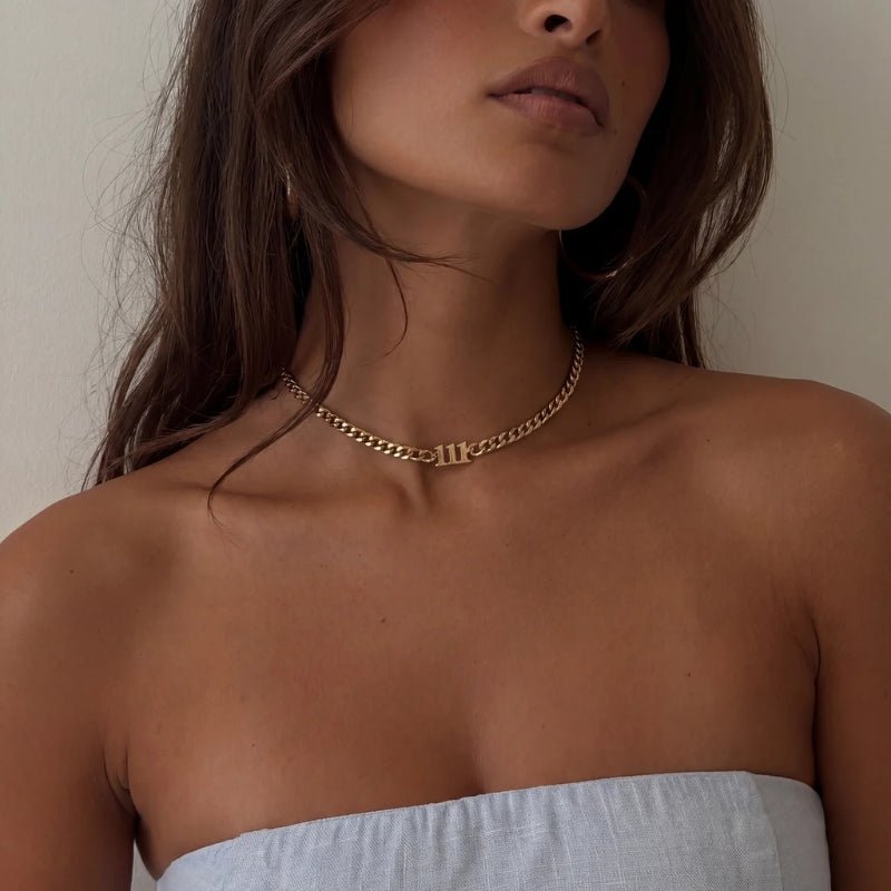 Angel Number Gold Choker
