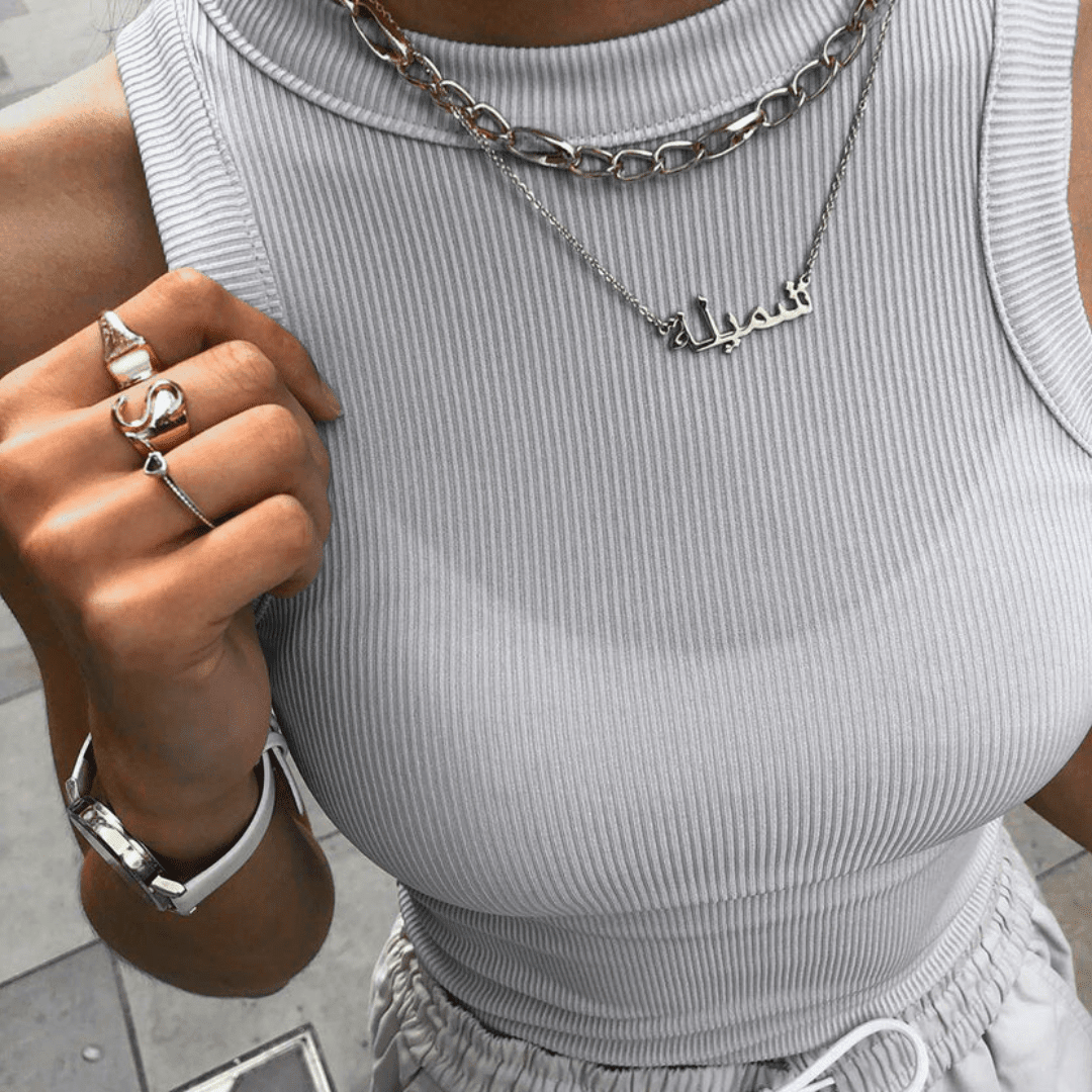 Arabic Name Necklace - Custom Gold Calligraphy - View 8