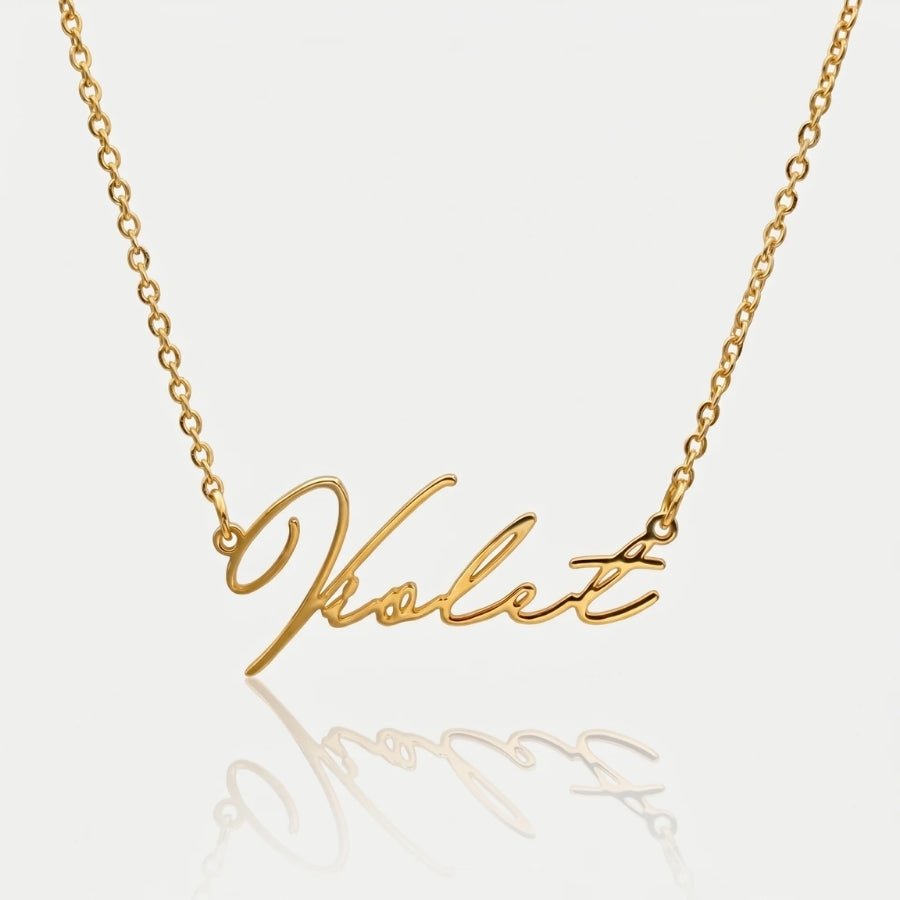 Signature Name Necklace - Dainty Gold Handwritten in 18K gold or sterling silver