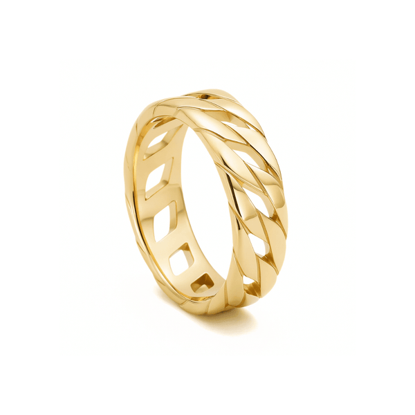 gold aurum twist ring intertwined promise ring two lives waterproof Moonela
