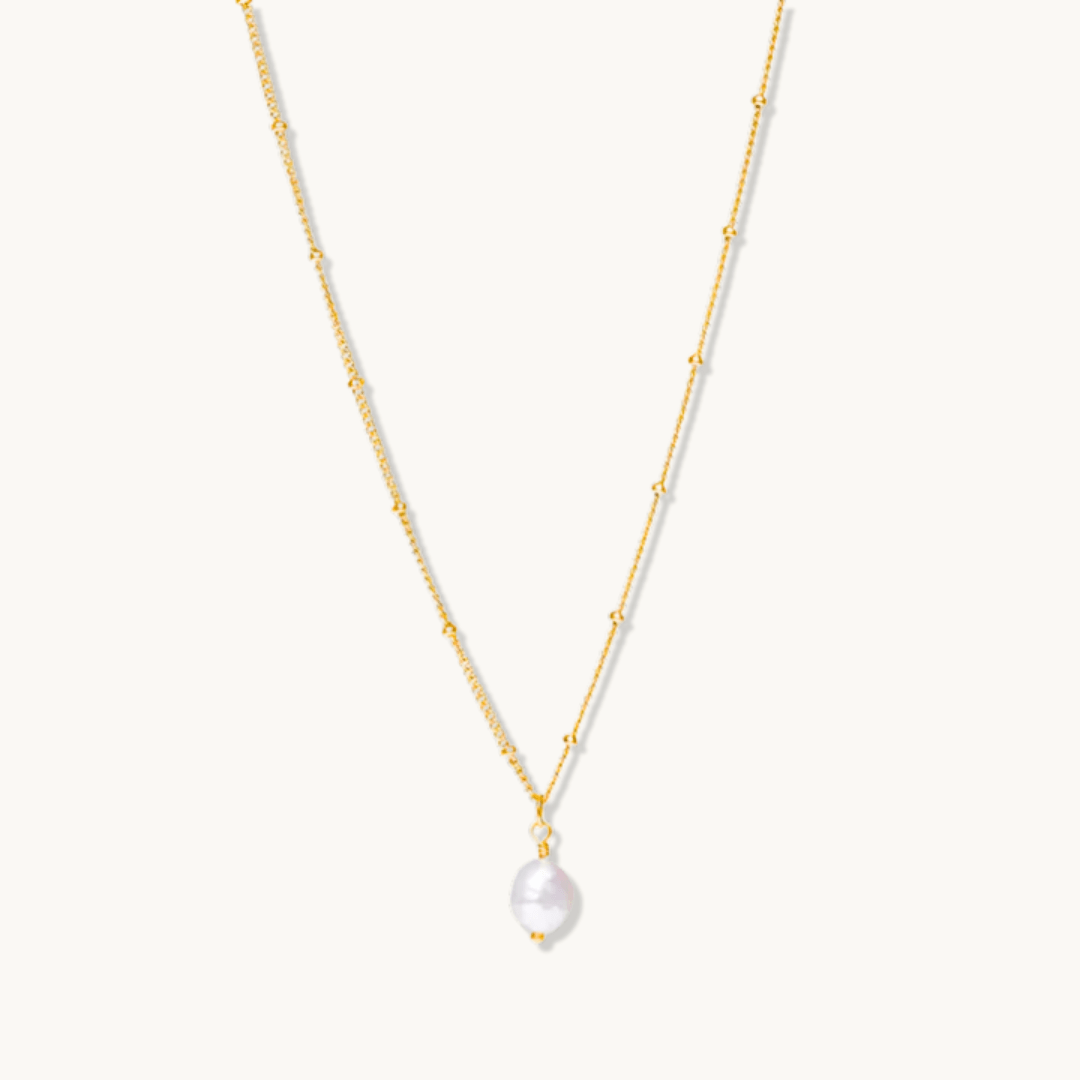 Baroque Pearl Pendant photographed on white background – Moonela rose quartz necklace