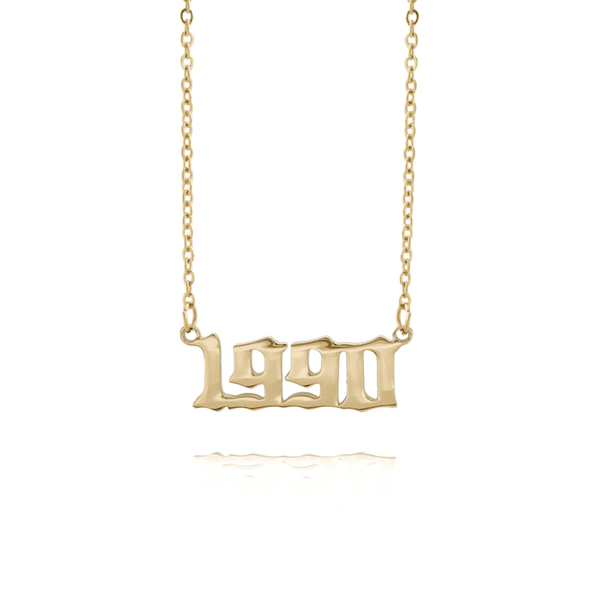 birth year necklace 2026 gold personalised new mum push present baby gift