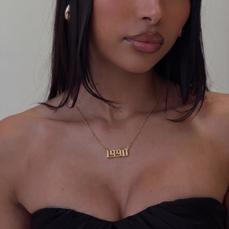 Birthdate Necklace - Personalised Gold Year