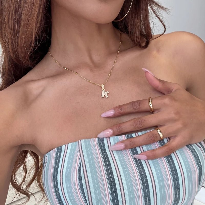 Bubble Initial Necklace - Custom Gold Letter