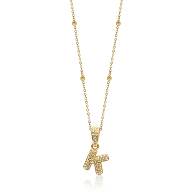 Bubble Letter Necklace gold zirconia initial personalised teen jewellery