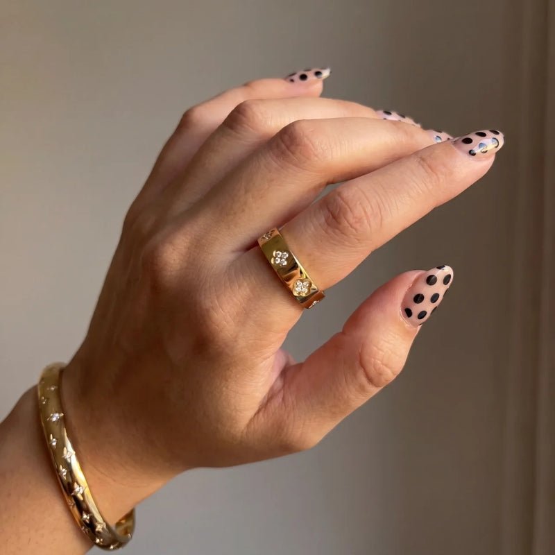 Bague Trèfle - Anneau Pavé CZ Or