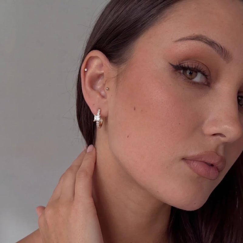 Boucles d'Oreilles Créoles à Cristaux - Aurora