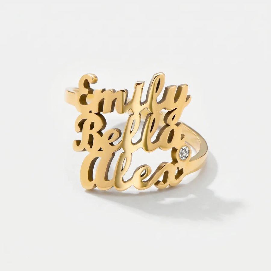 Custom Three Names Ring in 18K gold or sterling silver