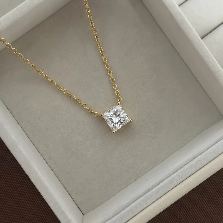 Princess Cut Moissanite Necklace