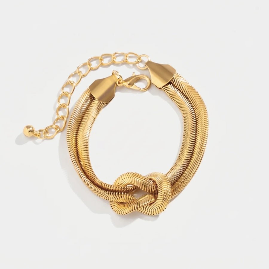 Double Knot Herringbone Bracelet in 18K gold or sterling silver