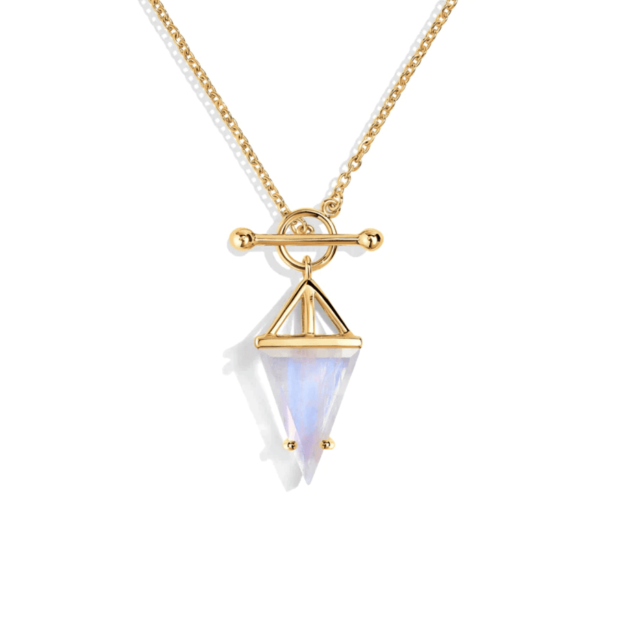 Elegant Moon Necklace with genuine moonstone pendant, celestial Galentine's Day gift