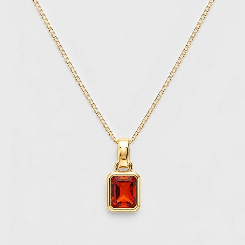 Emerald Cut Birthstone Necklace - Personalised