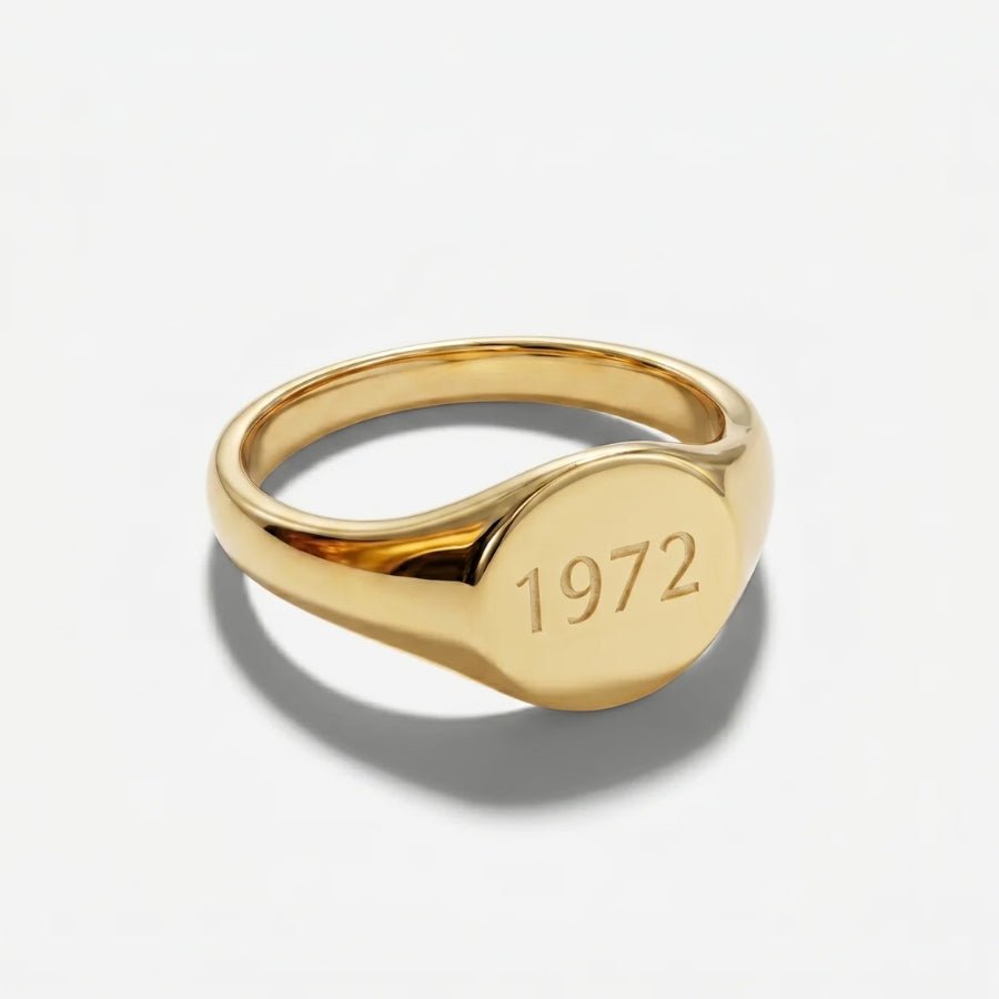 Engraved Year Signet Ring in 18K gold or sterling silver