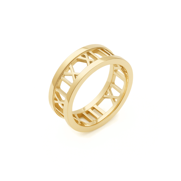 gold eterna roma textured ring promise ring eternal commitment waterproof Moonela