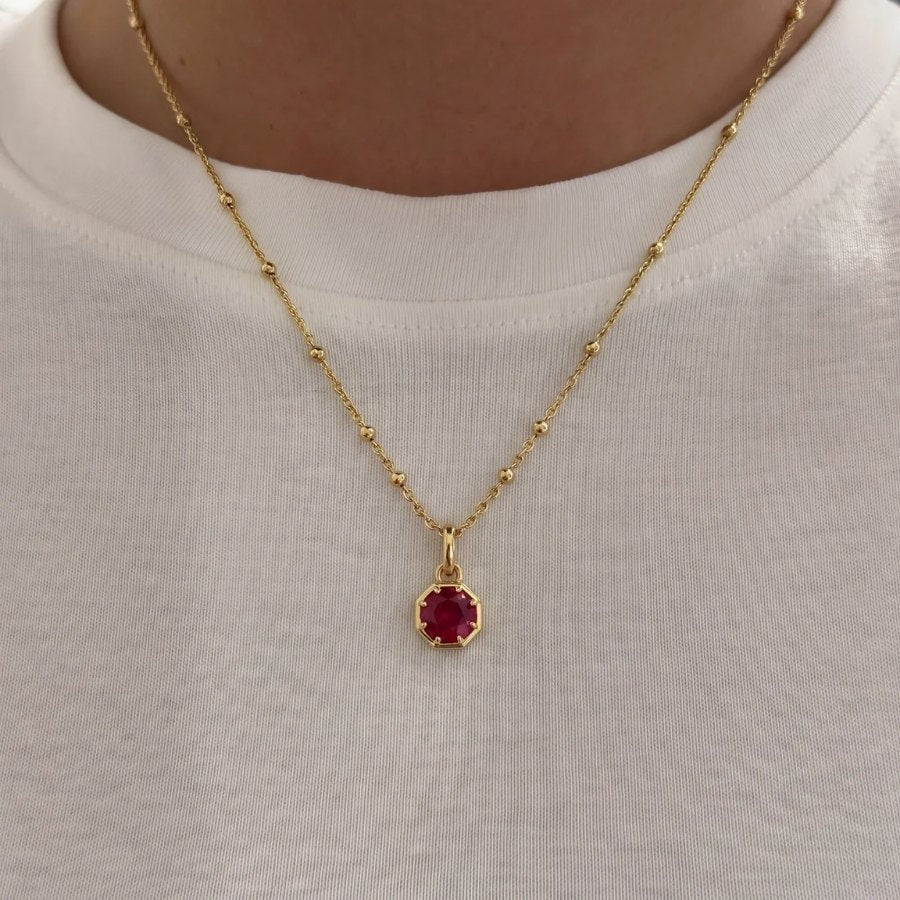 Octagon Gemstone Necklace