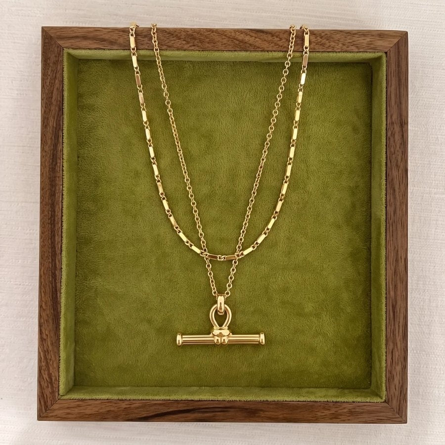 Gold T-Bar Necklace Set