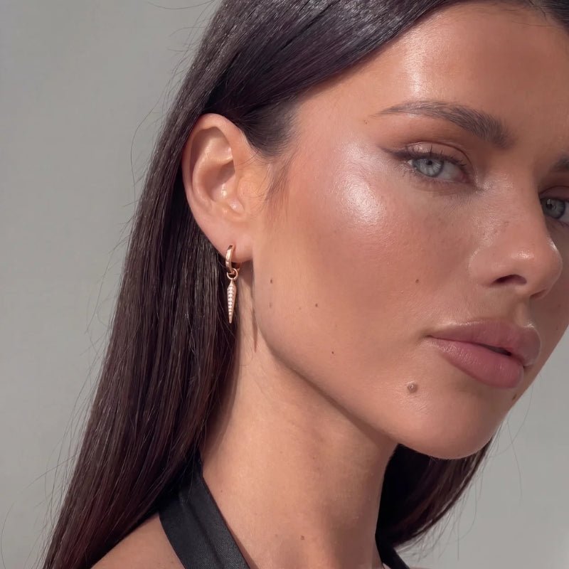 Gold Hoop Earrings - Vega Drop Pavé