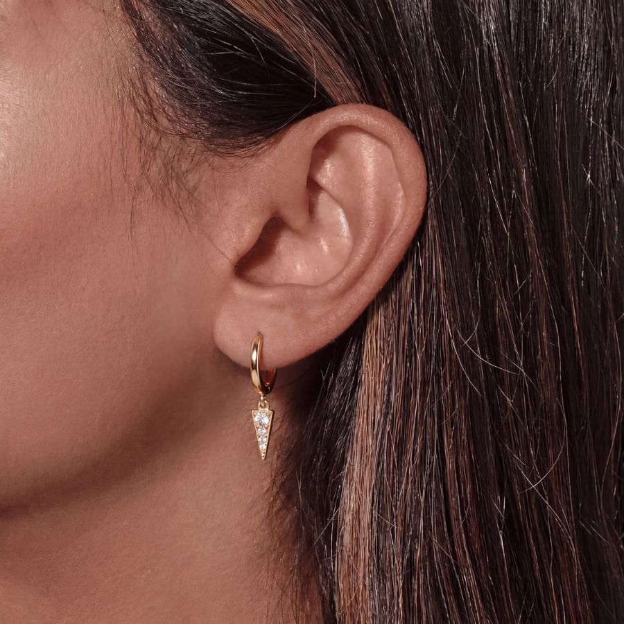 Gold Hoop Earrings - Vega Drop Pavé