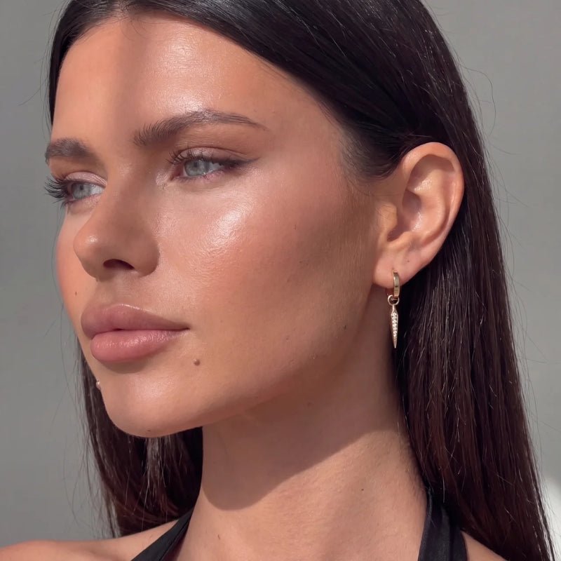 Gold Hoop Earrings - Vega Drop Pavé