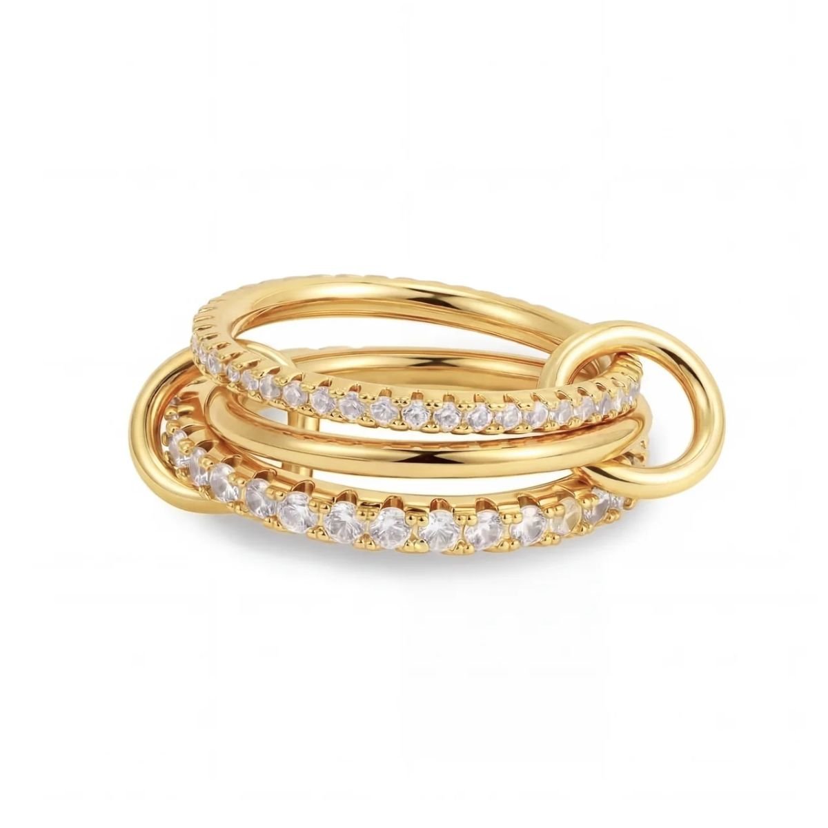 Gold Pavé Triple Stack Linked Ring