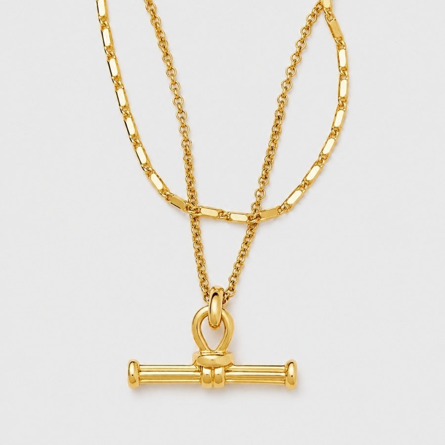 Gold T-Bar Necklace Set