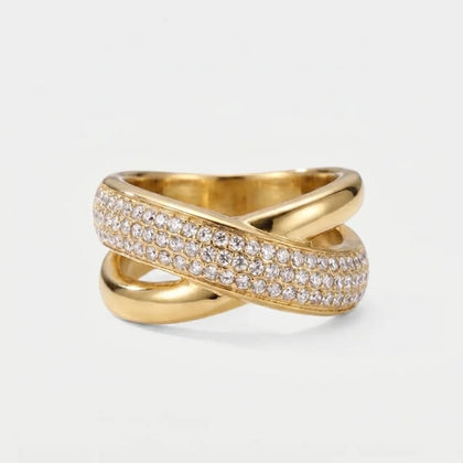 Crossover Ring - Pavé Cocktail CZ