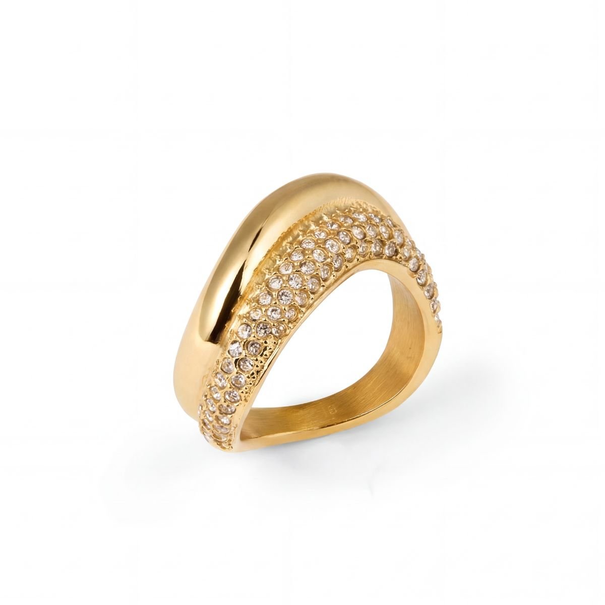 Half Pavé Dome Cocktail Ring