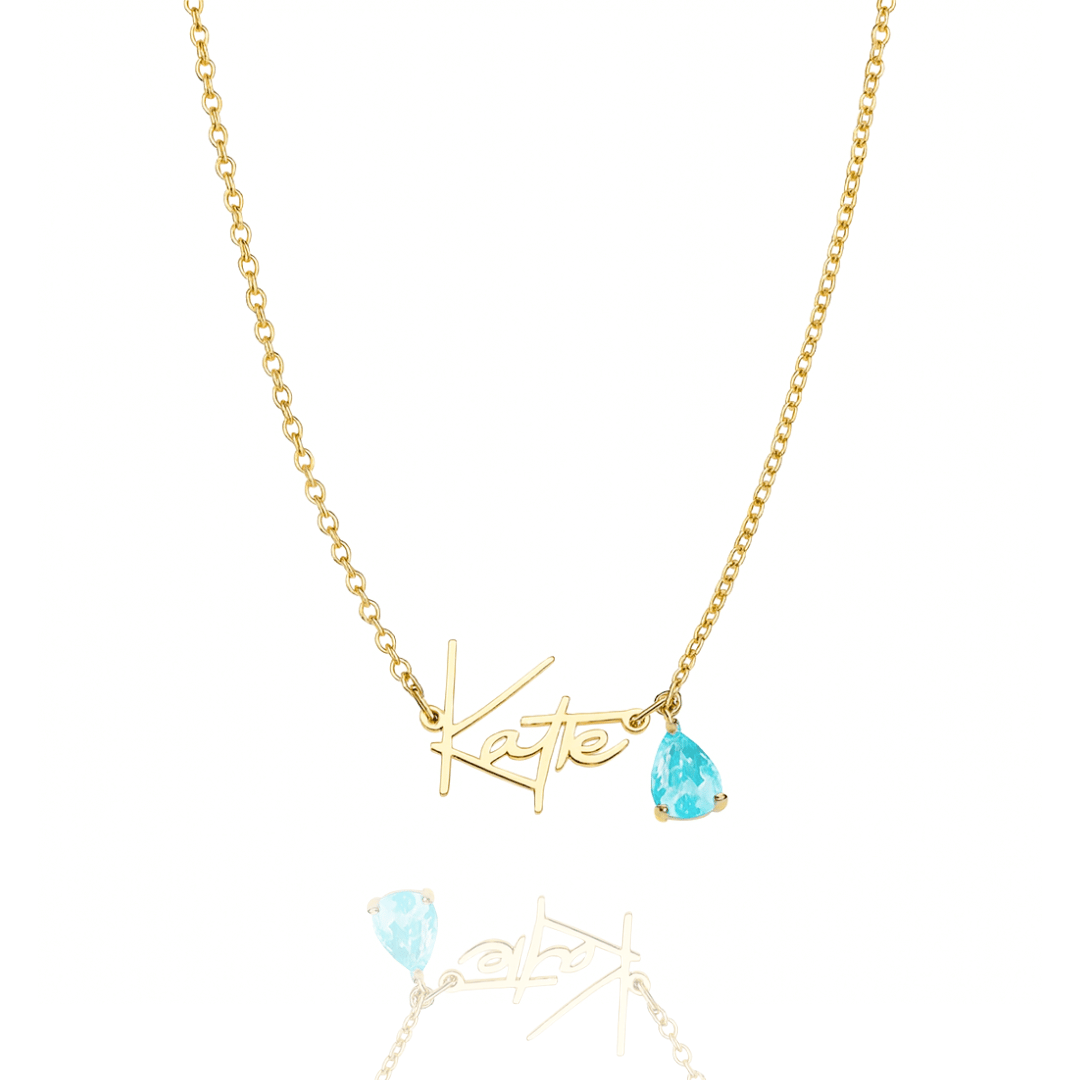 Handgefertigte Geburtsstein-Namenskette 