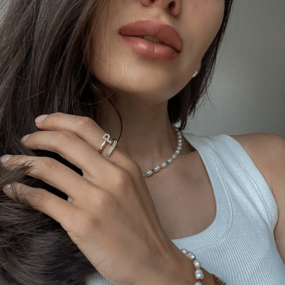 custom initial ring for women – iced out gold jewellery with personalised letter