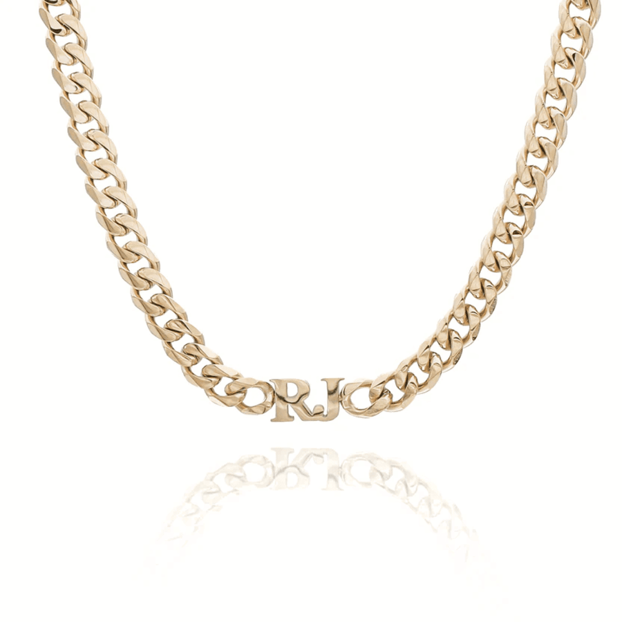 Initial Curb Chain Collana with PVD gold finish