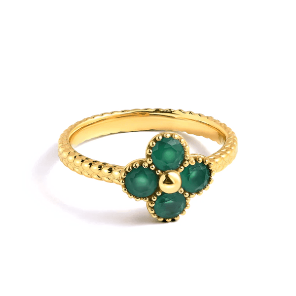 lucky green onyx ring gold gemstone thank you gift waterproof adjustable UK Moonela