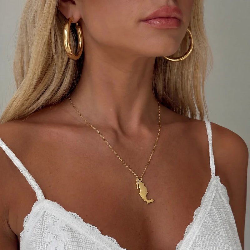Collier Carte - Pendentif Pays Or Personnalisé
