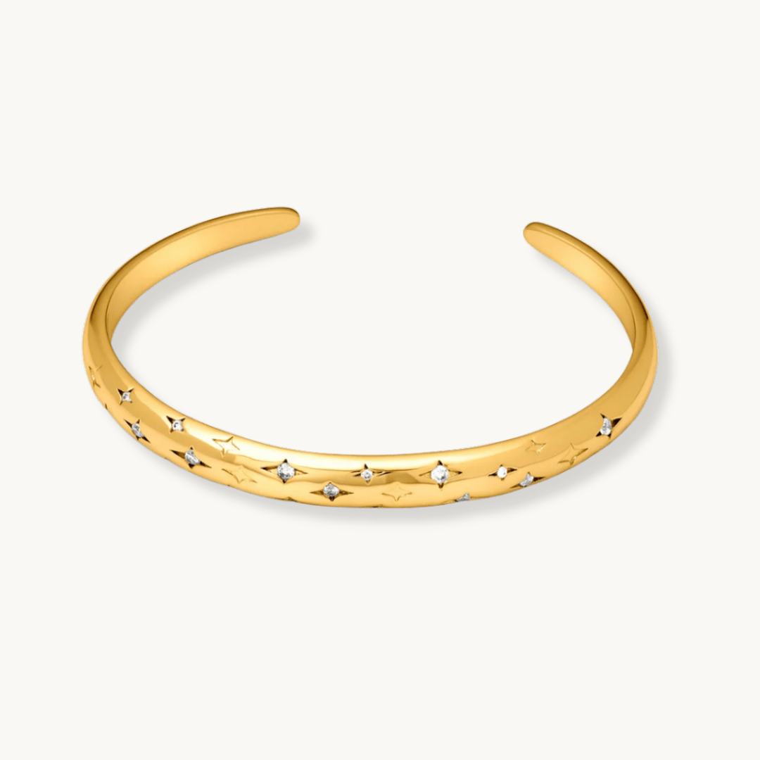 milky way gold bracelet with cubic zirconia – celestial inspired bangle jewellery for women UK