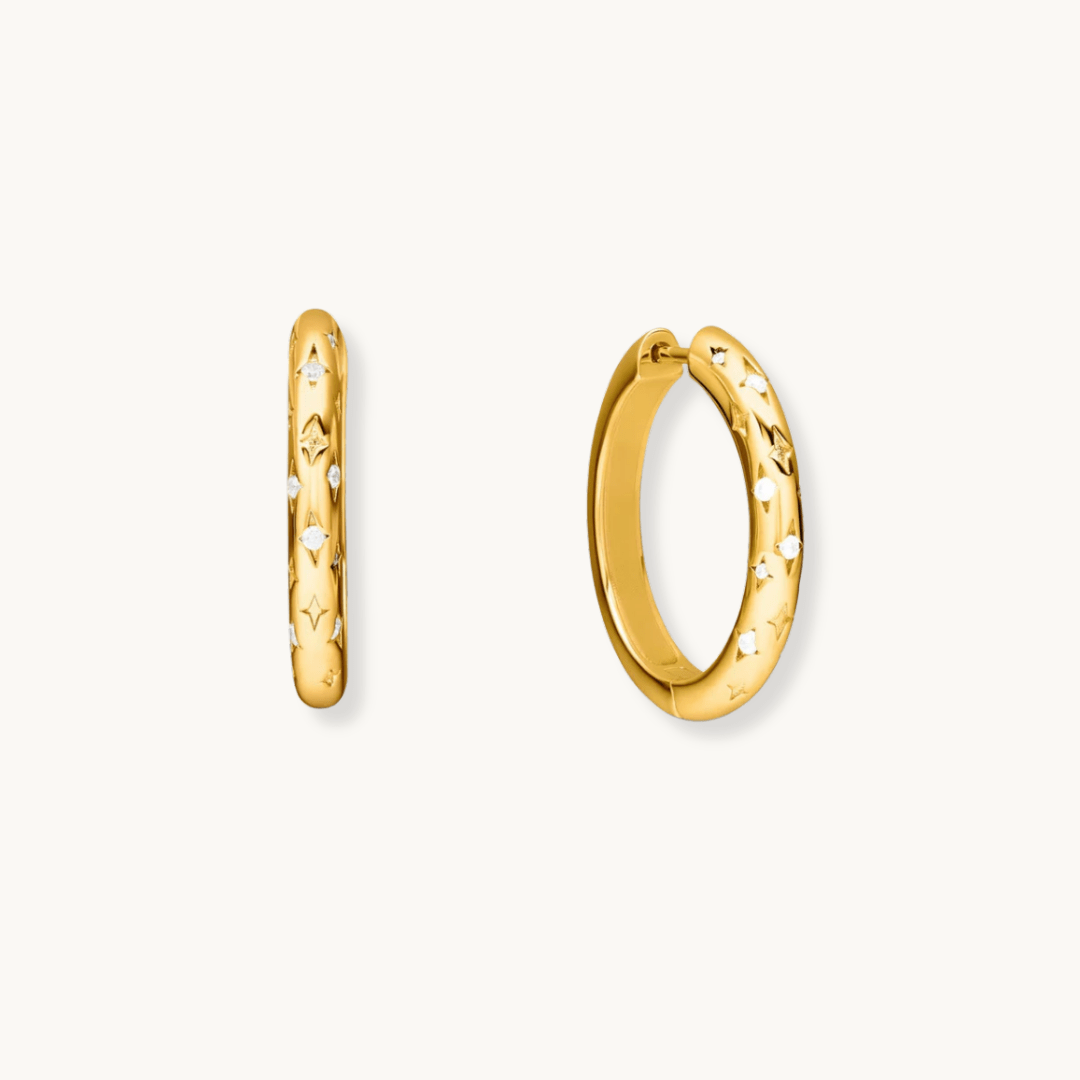 gold hoop earrings with cubic zirconia – elegant waterproof earrings for women UK