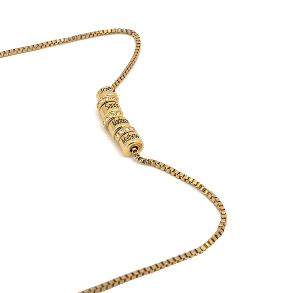 multiple rings names necklace gold interlocking personalised godmother gift