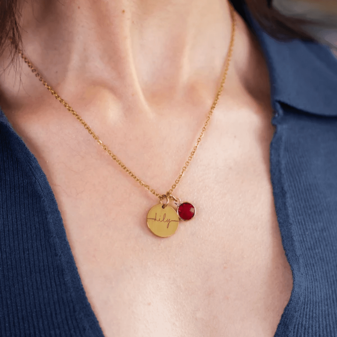 Name & Birthstone Necklace - Elegant & Personalised - View 2