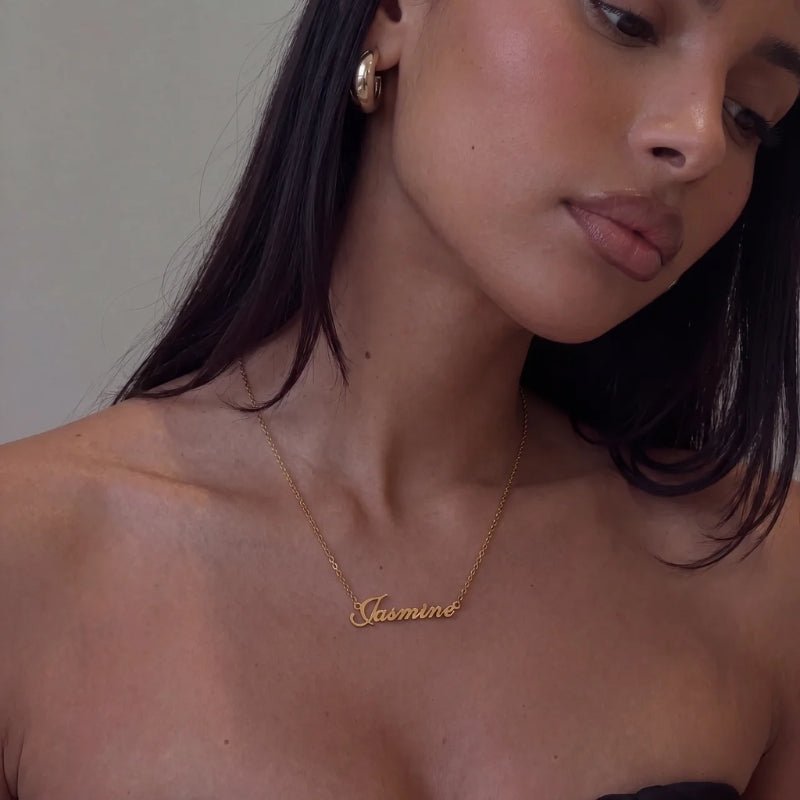 Prénom Plate Collier - Or Plaqué Personnalisé