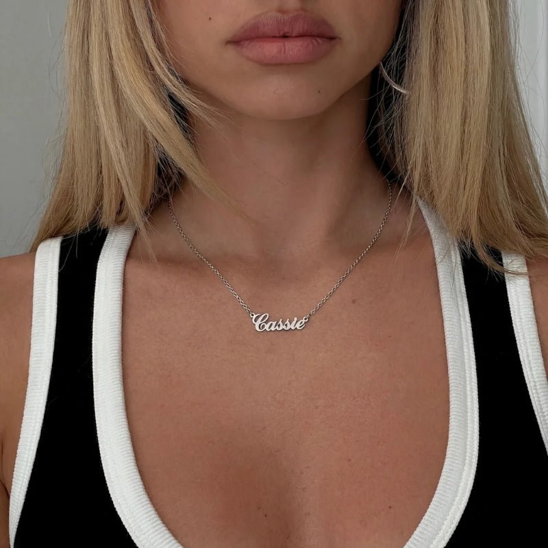 Prénom Plate Collier - Or Plaqué Personnalisé