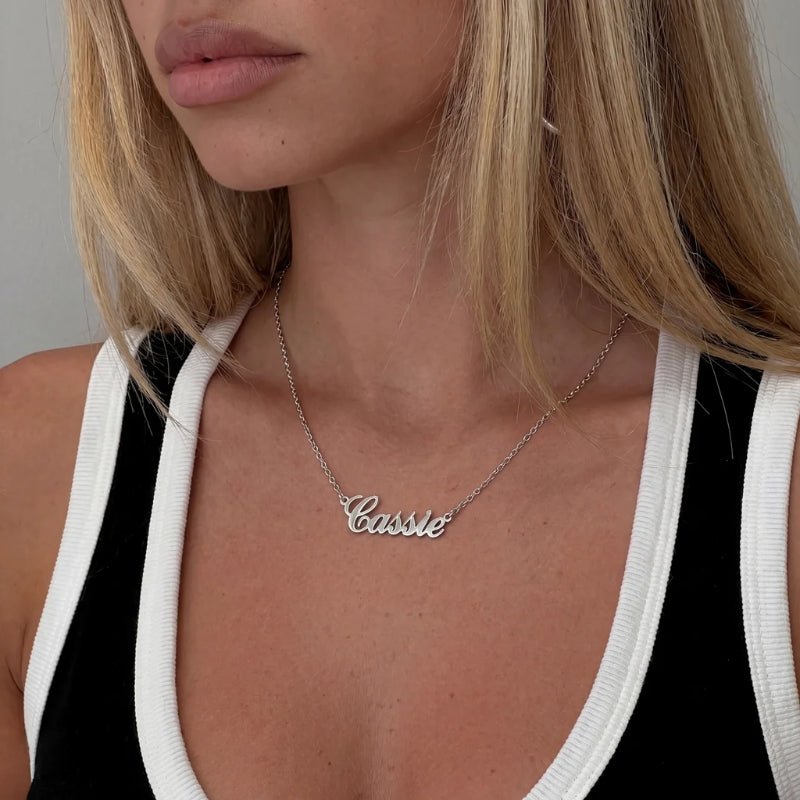 Prénom Plate Collier - Or Plaqué Personnalisé