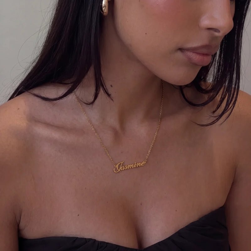 Name Plate Necklace - Gold Plated Personalised