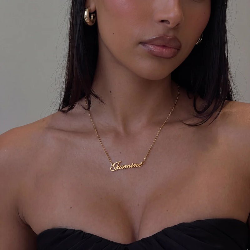Prénom Plate Collier - Or Plaqué Personnalisé
