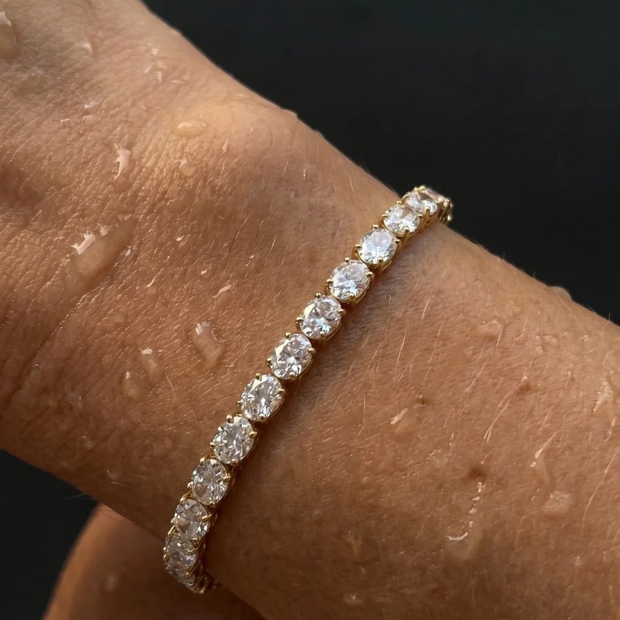 Oval Tennis Bracelet worn on wrist