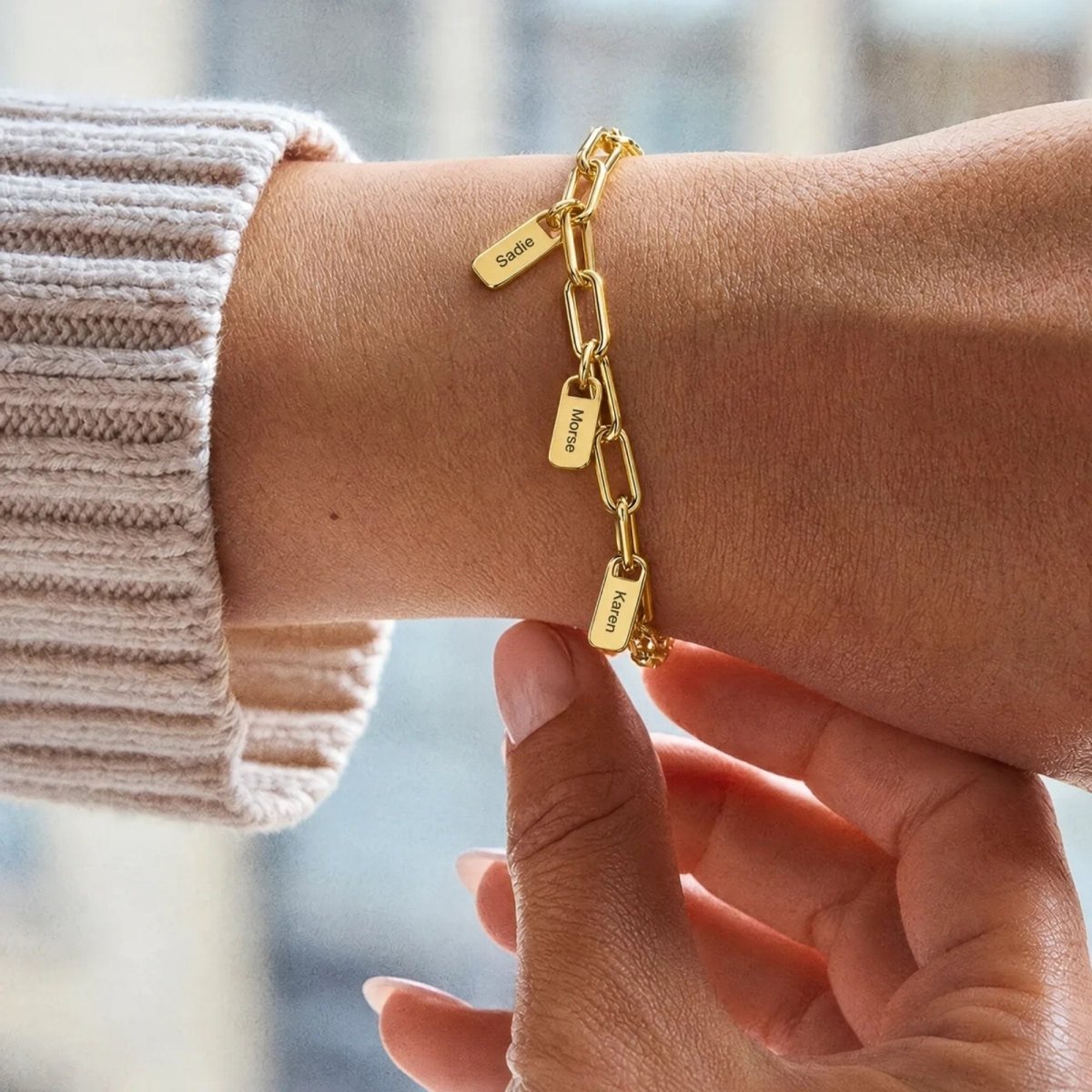 Paperclip Name Tag Custom Bracelet | Moonela