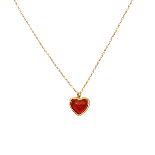 woman wearing carnelian gemstone necklace gold memorial grief comfort stone