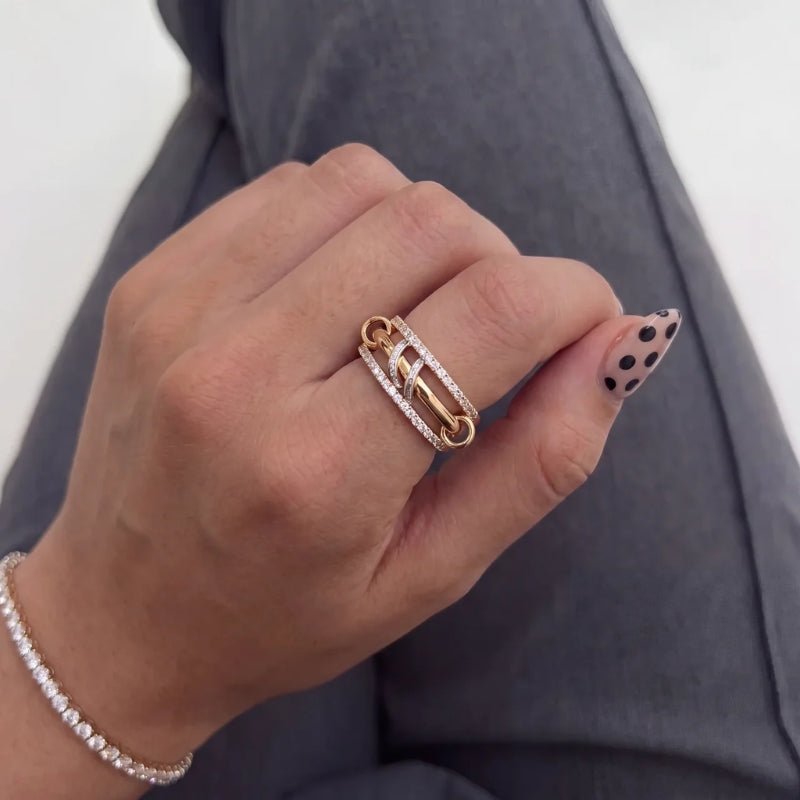 Anello Pavé - Multi-Strato Metallo Misto
