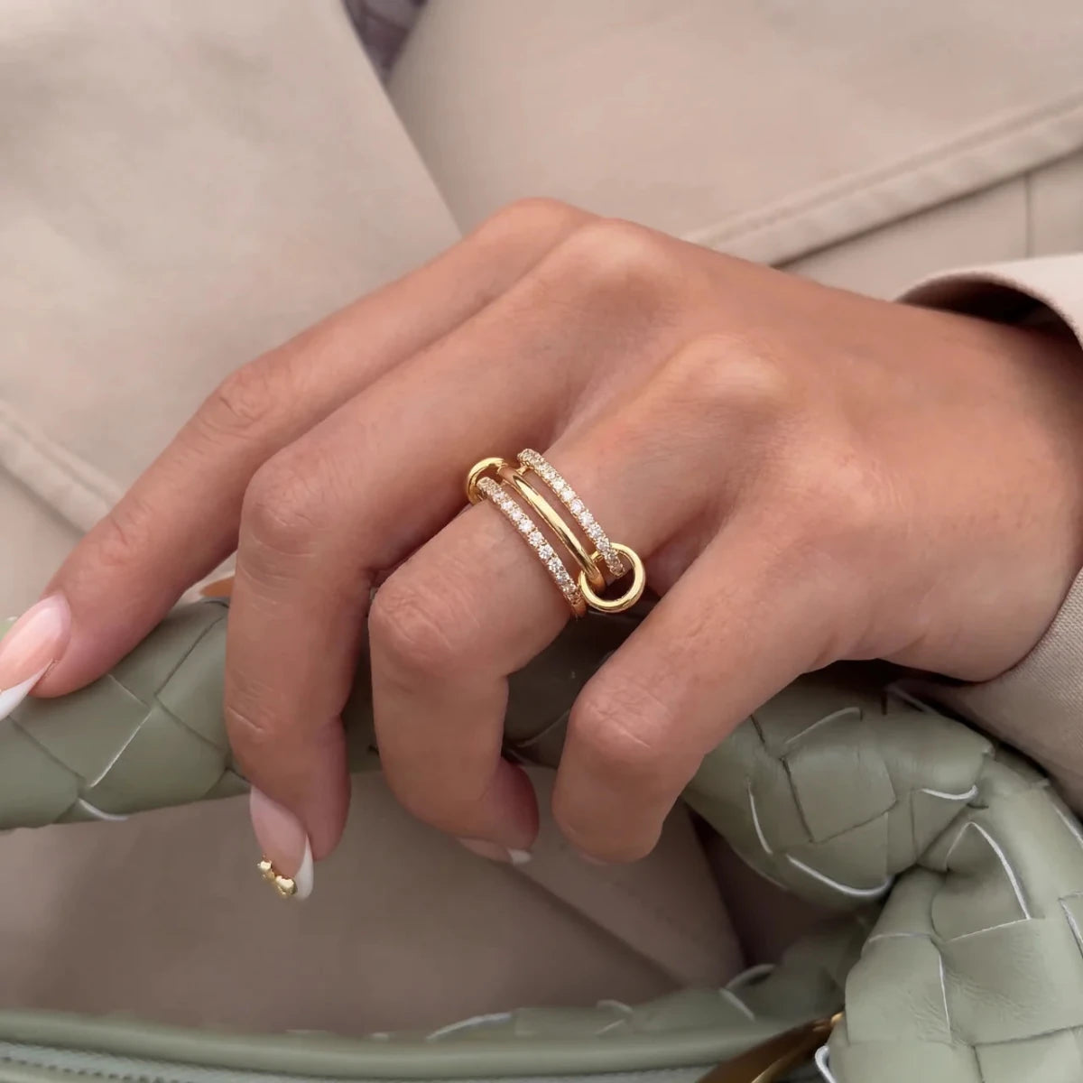 Bague Pavée - Triple Anneau Empilable