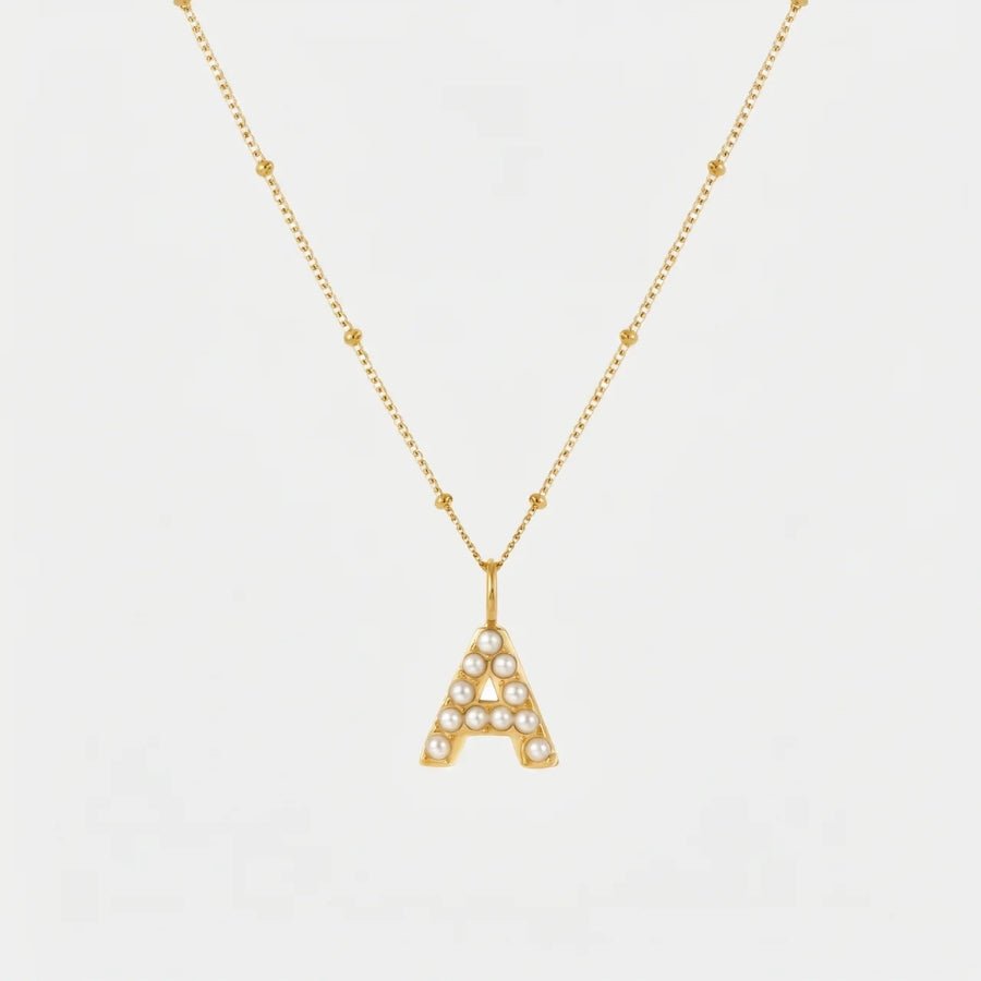 Pearl Initial Necklace - Personalised Gold in 18K gold
