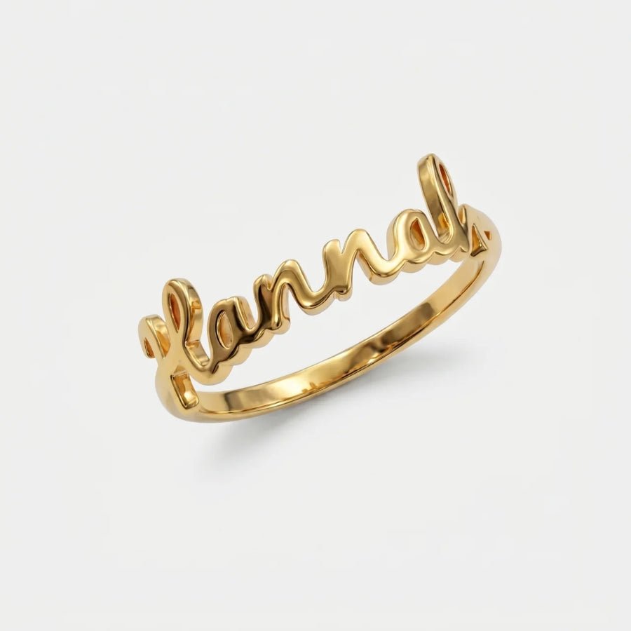 Personalised 3D Name Ring in 18K gold or sterling silver