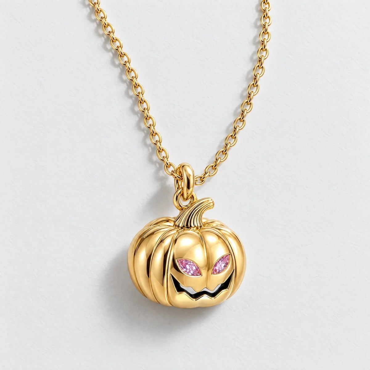 Pumpkin Custom Birthstone Necklace - Gold | Moonela